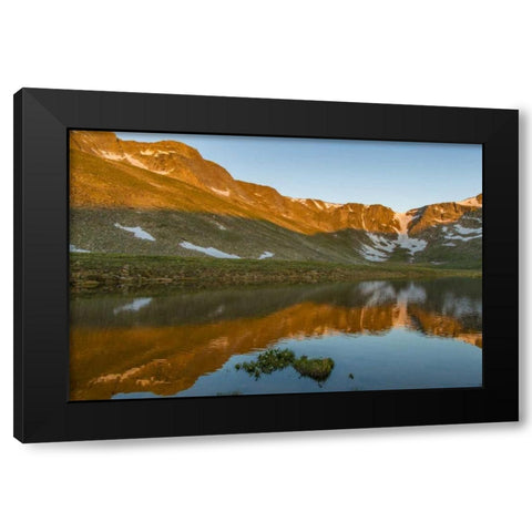 CO, Mt Evans Summit Lake reflection at sunrise Black Modern Wood Framed Art Print by Illg, Cathy and Gordon