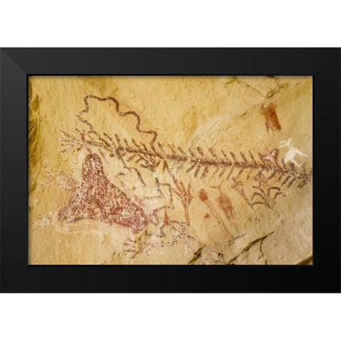 CO, Canyon Pintado Historic District, Pictographs Black Modern Wood Framed Art Print by Paulson, Don
