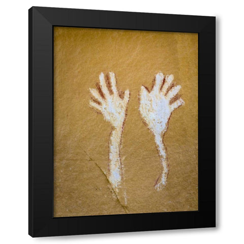 CO,  Canyon Pintado District, Pictograph of hands Black Modern Wood Framed Art Print by Paulson, Don