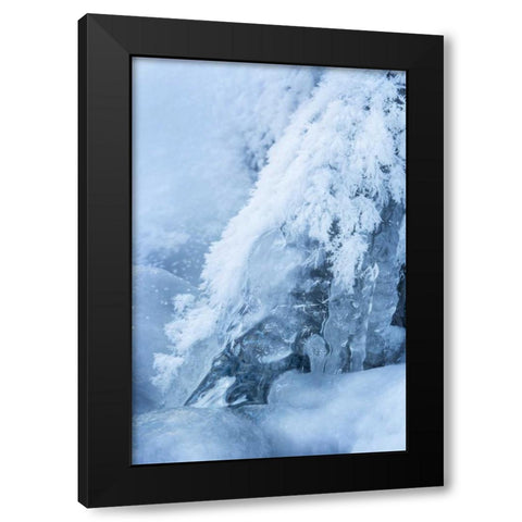 CO, Woodland Park Ice and frost on waterfall Black Modern Wood Framed Art Print by Grall, Don
