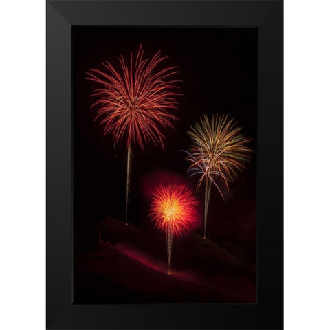 USA, Colorado, Salida July 4th fireworks display Black Modern Wood Framed Art Print by Grall, Don