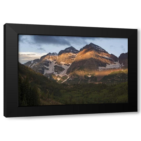 Colorado Sunrise on Maroon Bells mountains Black Modern Wood Framed Art Print by Grall, Don
