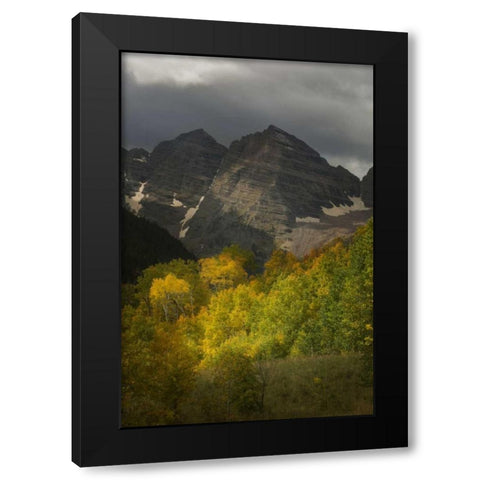 Colorado Storm over Maroon Bells peaks Black Modern Wood Framed Art Print with Double Matting by Grall, Don