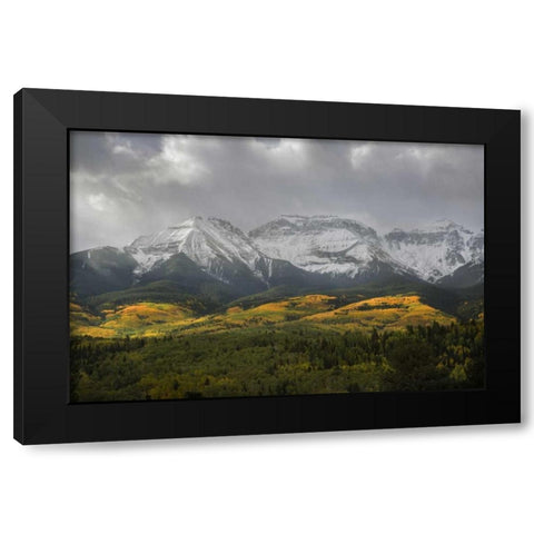 CO, Sneffels Range Morning clouds over mountains Black Modern Wood Framed Art Print by Grall, Don
