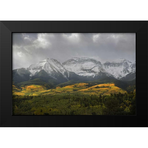CO, Sneffels Range Morning clouds over mountains Black Modern Wood Framed Art Print by Grall, Don