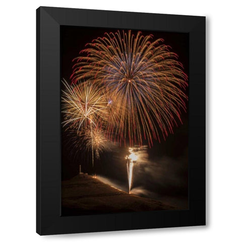 USA, Colorado, Salida July 4th fireworks display Black Modern Wood Framed Art Print by Grall, Don