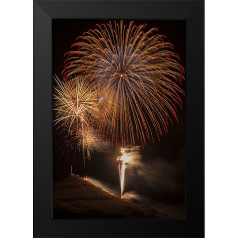 USA, Colorado, Salida July 4th fireworks display Black Modern Wood Framed Art Print by Grall, Don