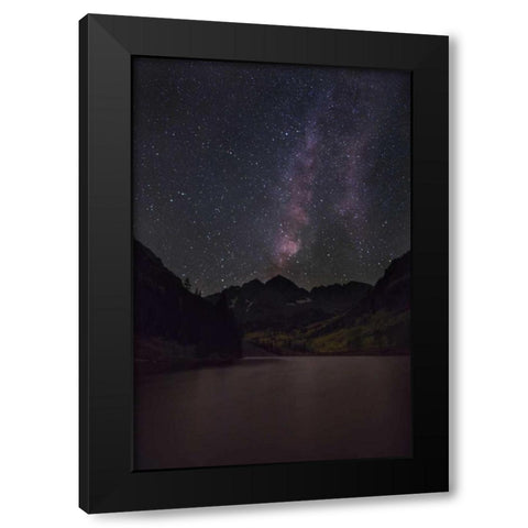 CO, The Milky Way above Maroon Bells mountains Black Modern Wood Framed Art Print with Double Matting by Grall, Don