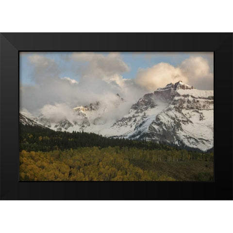 CO, Sneffels Range Cloud over mountain landscape Black Modern Wood Framed Art Print by Grall, Don