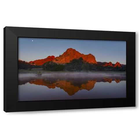 CO, Colorado Springs Cliff reflected in pond Black Modern Wood Framed Art Print with Double Matting by Grall, Don