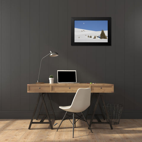 Colorado Moon rise above the Continental Divide Black Modern Wood Framed Art Print by Grall, Don