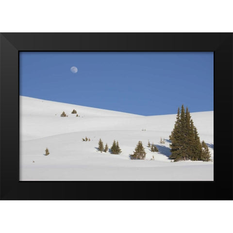 Colorado Moon rise above the Continental Divide Black Modern Wood Framed Art Print by Grall, Don
