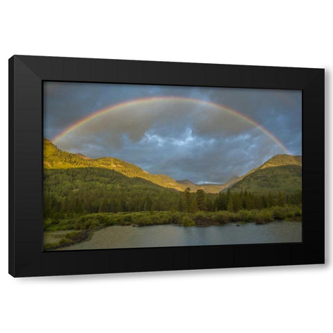 CO, Gunnison NF Rainbow over Slate River Valley Black Modern Wood Framed Art Print by Illg, Cathy and Gordon