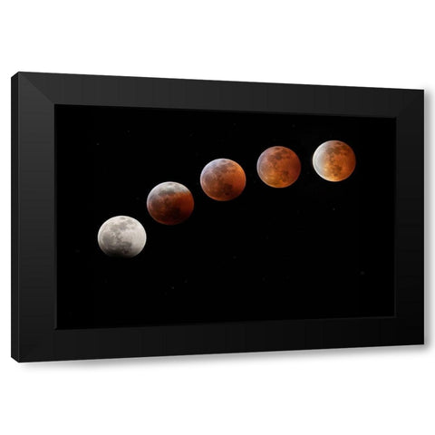 Colorado Full moon phases in total lunar eclipse  Black Modern Wood Framed Art Print with Double Matting by Jaynes Gallery