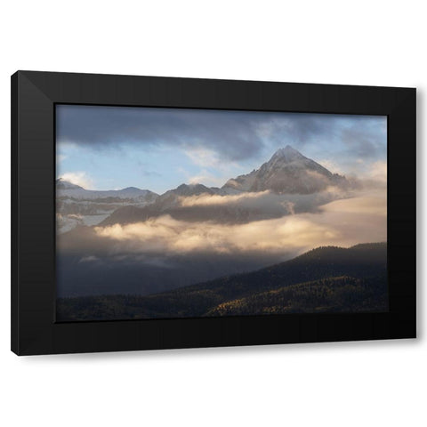 USA-Colorado-Uncompahgre National Forest Sunrise on clouds below Mount Sneffels Black Modern Wood Framed Art Print by Jaynes Gallery