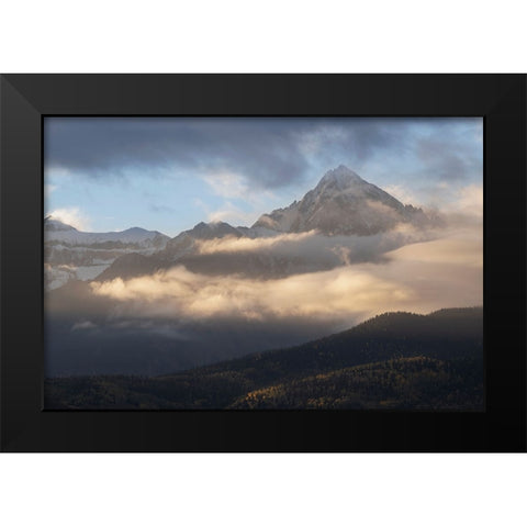 USA-Colorado-Uncompahgre National Forest Sunrise on clouds below Mount Sneffels Black Modern Wood Framed Art Print by Jaynes Gallery