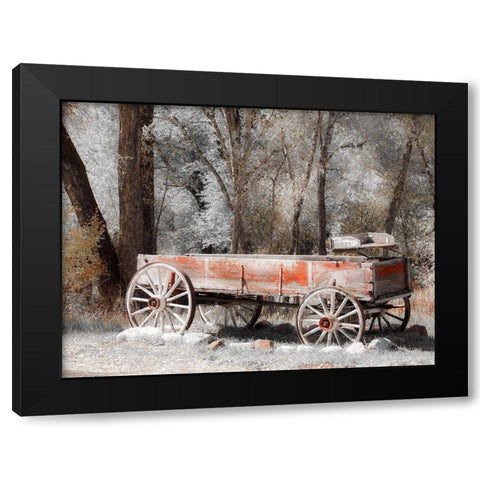 Colorado Old red wagon Black Modern Wood Framed Art Print by Eggers, Julie