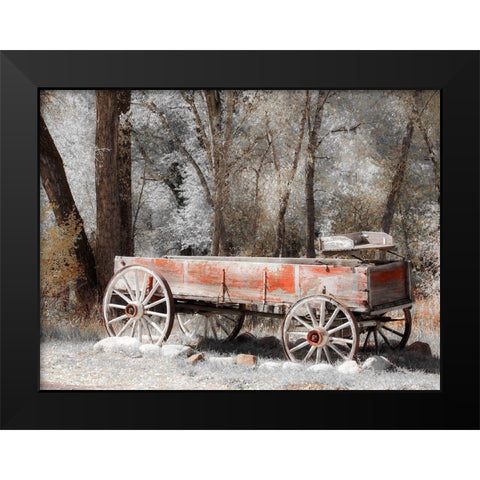 Colorado Old red wagon Black Modern Wood Framed Art Print by Eggers, Julie