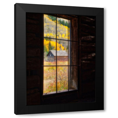 Colorado Looking out a window in the ghost town of Ashcroft in autumn near Aspen-Colorado Black Modern Wood Framed Art Print with Double Matting by Eggers, Julie