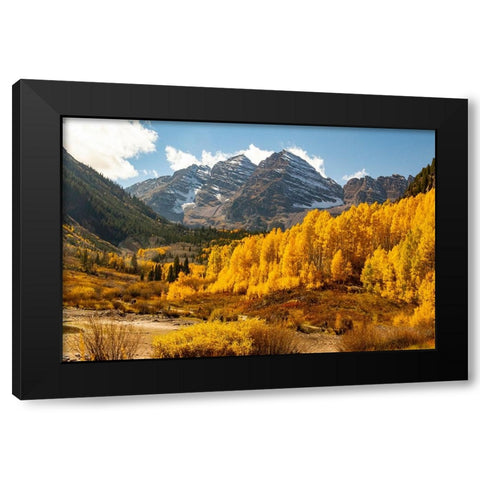 Maroon Bells-Snowmass Wilderness in Aspen-Colorado in autumn Black Modern Wood Framed Art Print by Ostrowitz, Mallorie
