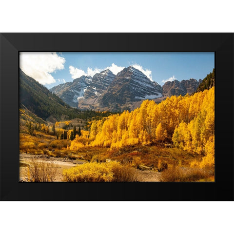 Maroon Bells-Snowmass Wilderness in Aspen-Colorado in autumn Black Modern Wood Framed Art Print by Ostrowitz, Mallorie