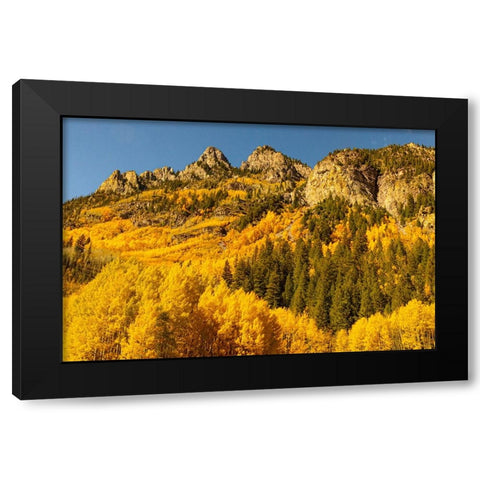 Maroon Bells-Snowmass Wilderness in Aspen-Colorado in autumn Black Modern Wood Framed Art Print by Ostrowitz, Mallorie