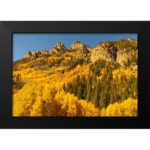Maroon Bells-Snowmass Wilderness in Aspen-Colorado in autumn Black Modern Wood Framed Art Print by Ostrowitz, Mallorie