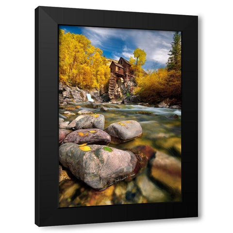 Fall at the Crystal Mill near Marble-Colorado in the Rocky Mountains Black Modern Wood Framed Art Print with Double Matting by SMO