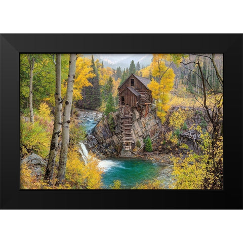 Fall at the Crystal Mill near Marble-Colorado in the Rocky Mountains Black Modern Wood Framed Art Print by SMO