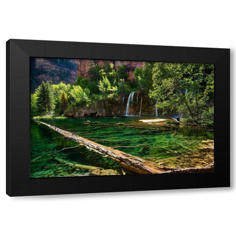 Lush and beautiful hanging lake near Glenwood springs in the Colorado Rocky Mountains Black Modern Wood Framed Art Print with Double Matting by SMO