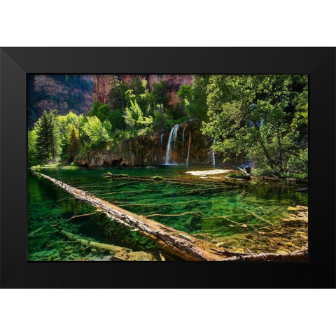 Lush and beautiful hanging lake near Glenwood springs in the Colorado Rocky Mountains Black Modern Wood Framed Art Print by SMO