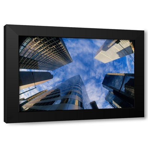 Looking up into Denver-Colorado skyline Black Modern Wood Framed Art Print by SMO