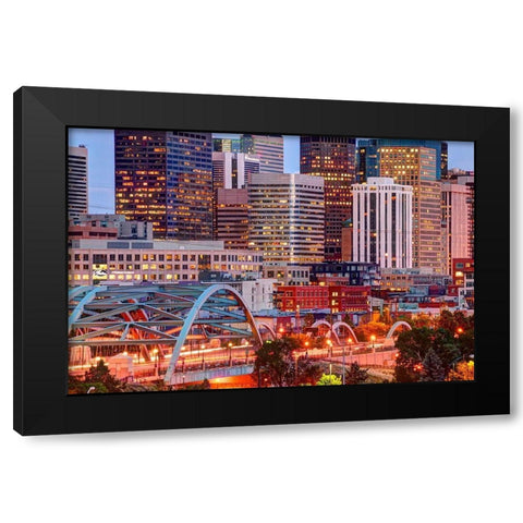 Speer Boulevard bridge leads to downtown Denver Colorado Black Modern Wood Framed Art Print with Double Matting by SMO