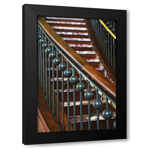 Washington DC, Stairway inside a train depot Black Modern Wood Framed Art Print with Double Matting by Flaherty, Dennis