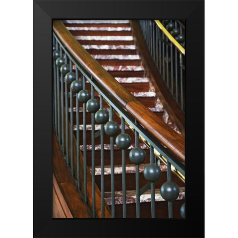 Washington DC, Stairway inside a train depot Black Modern Wood Framed Art Print by Flaherty, Dennis