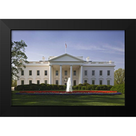 Washington DC, The White House Black Modern Wood Framed Art Print by Flaherty, Dennis