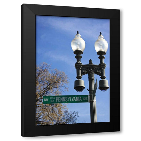 Washington, DC Historic Pennsylvania Ave Sign Black Modern Wood Framed Art Print with Double Matting by Flaherty, Dennis