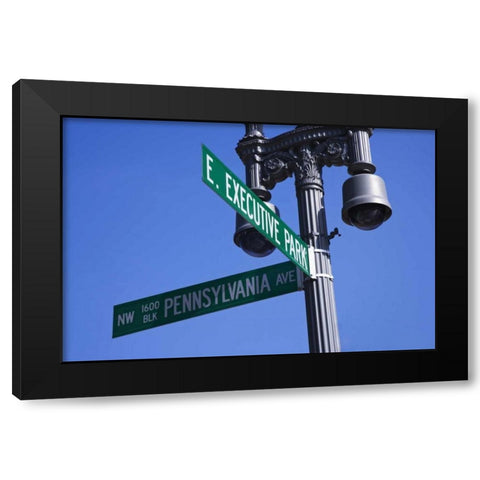 Washington, DC Historic Pennsylvania Ave Sign Black Modern Wood Framed Art Print by Flaherty, Dennis