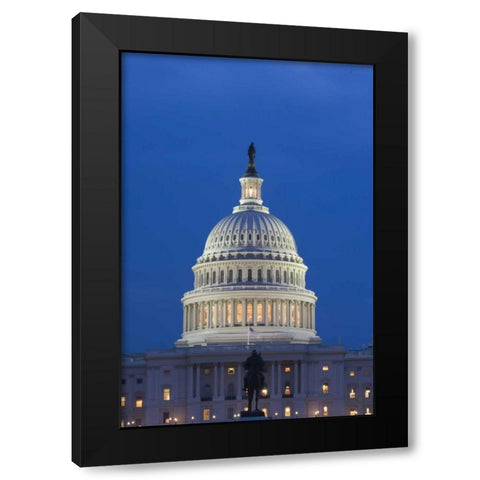 Washington DC, The Capitol Building at night Black Modern Wood Framed Art Print by Flaherty, Dennis