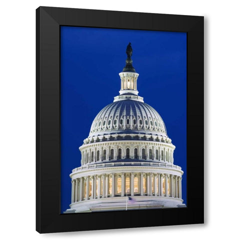 Washington, DC The Capitol Building at night Black Modern Wood Framed Art Print with Double Matting by Flaherty, Dennis
