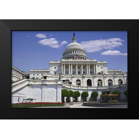 Washington, DC View of the Capitol building Black Modern Wood Framed Art Print by Flaherty, Dennis