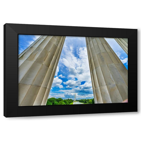 Tall white columns-Lincoln Memorial-Washington DC-Dedicated 1922 Black Modern Wood Framed Art Print by Perry, William
