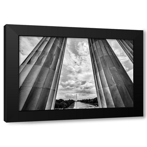 Tall white columns-Lincoln Memorial-Washington DC-Dedicated 1922 Black Modern Wood Framed Art Print by Perry, William