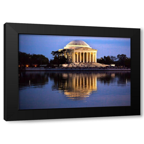 Jefferson Memorial and Tidal Basin in April Black Modern Wood Framed Art Print with Double Matting by Perry, William