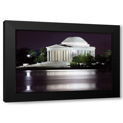 Jefferson Memorial and Tidal Basin in April Black Modern Wood Framed Art Print with Double Matting by Perry, William
