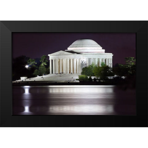 Jefferson Memorial and Tidal Basin in April Black Modern Wood Framed Art Print by Perry, William
