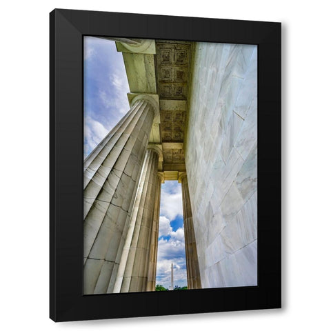Tall white columns-Lincoln Memorial-Washington DC-Dedicated 1922 Black Modern Wood Framed Art Print by Perry, William