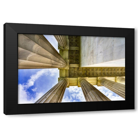 Tall white columns-Lincoln Memorial-Washington DC-Dedicated 1922 Black Modern Wood Framed Art Print by Perry, William