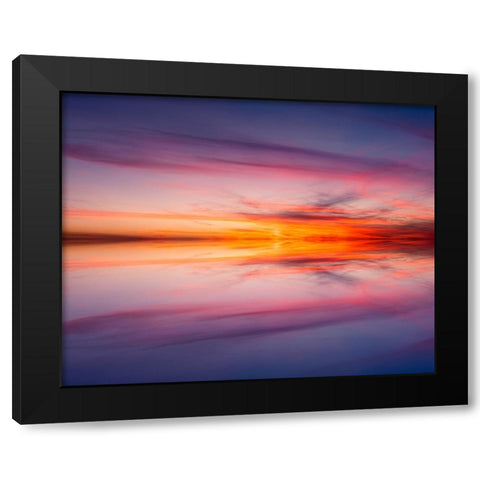 Sunset mirror reflection on Harney Lake at sunset-Florida Black Modern Wood Framed Art Print with Double Matting by Jones, Adam