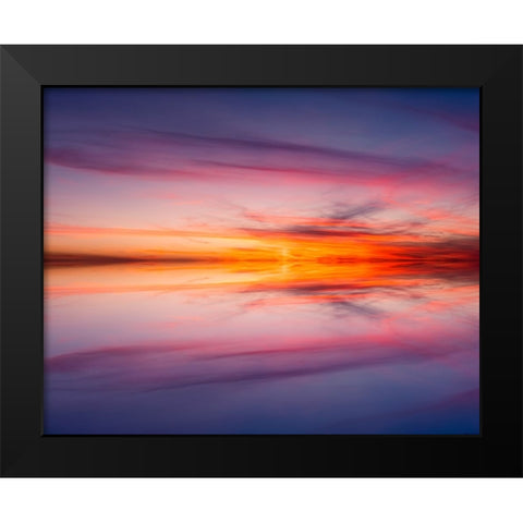 Sunset mirror reflection on Harney Lake at sunset-Florida Black Modern Wood Framed Art Print by Jones, Adam